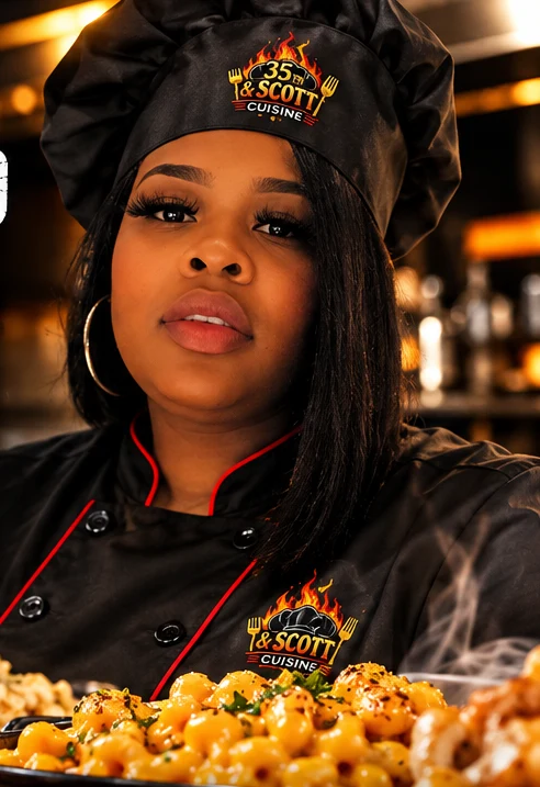 Illustrated chef portrait concept based on the supplied photo